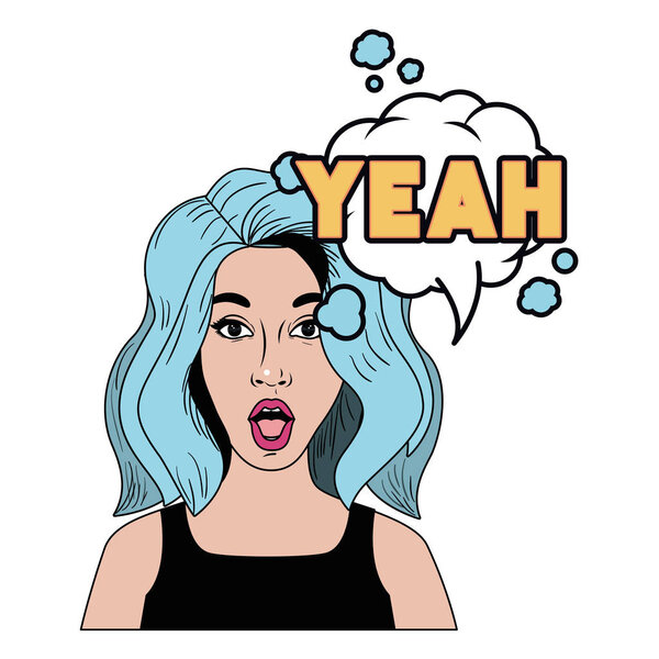 woman with speech bubble about comic