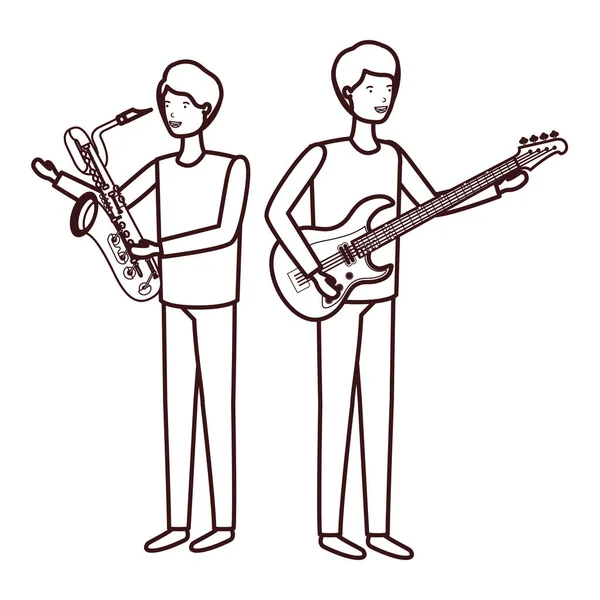 Män med musik instrument karaktär — Stock vektor