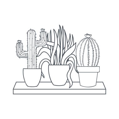 raf izole simgesi üzerinde saksı ile houseplants