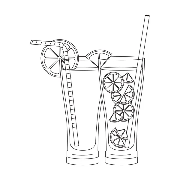 Set Tassen Cocktails Symbole — Stockvektor