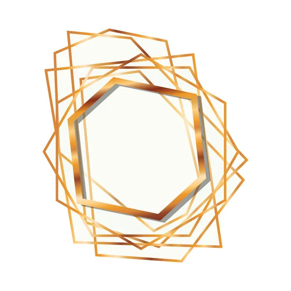 Cadre doré hexagone icône isolée — Image vectorielle