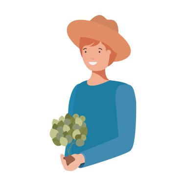 bitki avatar karakter ile genç adam