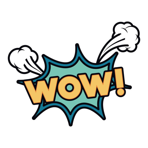 wow comic words in speech bubble isolated icon