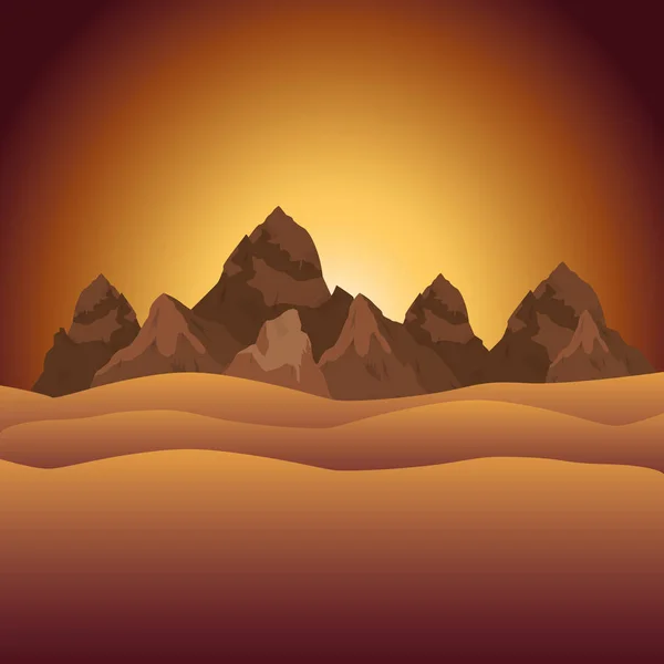 Sivatagi naplemente jászabb jelenet háttér — Stock Vector