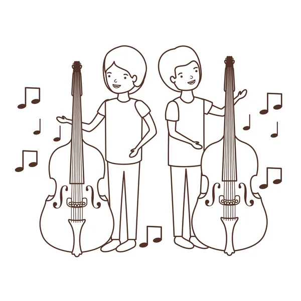 Men with musical instruments character — Stock Vector