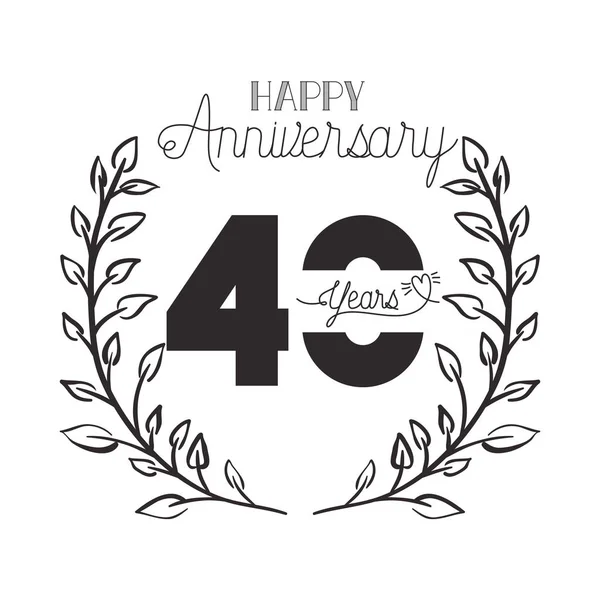 Numer 40 dla ikony karty obchodów rocznicy — Wektor stockowy