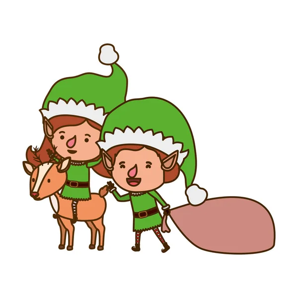 Coppia elfo con personaggio avatar renna — Vettoriale Stock