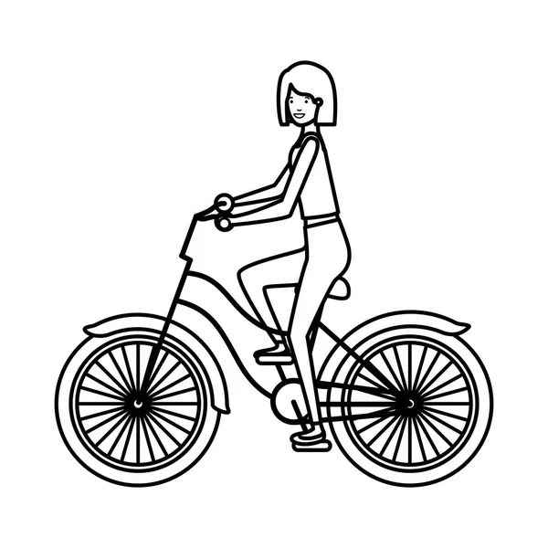 骑自行车的年轻女子 — 图库矢量图片