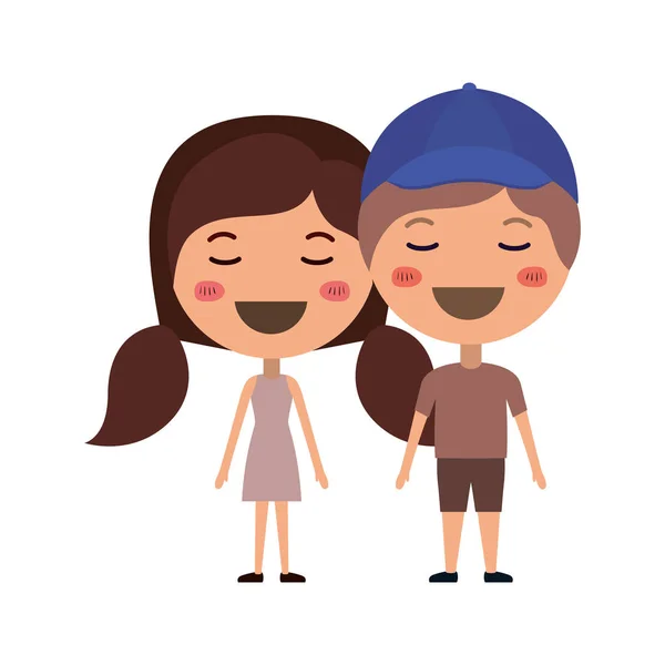 Dibujos animados feliz pareja kawaii personajes — Vector de stock