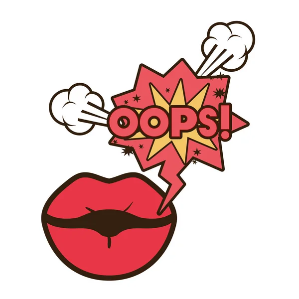 Lips saying oops avatar character — Stock Vector