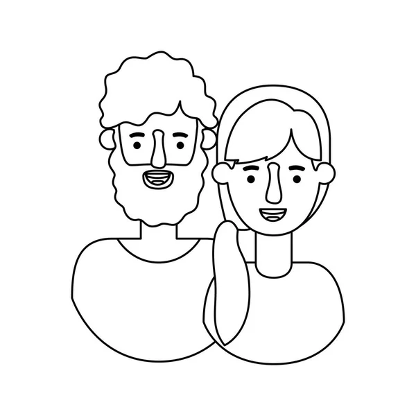 Ícones de personagens avatar casal —  Vetores de Stock