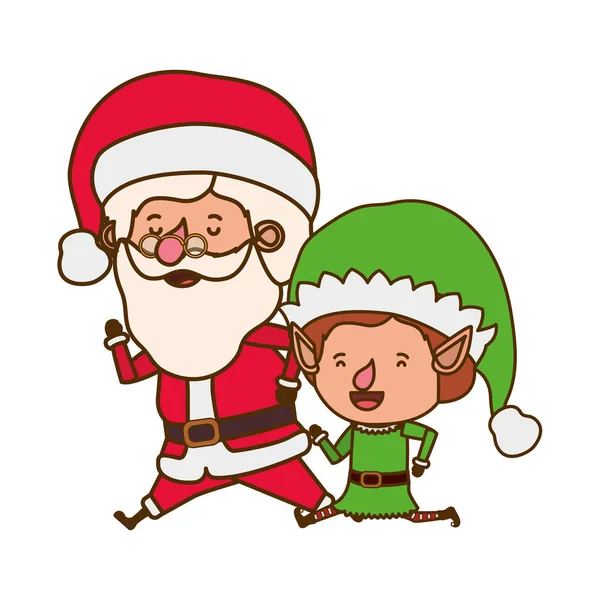 Santa claus with elf moving avatar character — Stock Vector