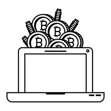bitcoin ticaret teknoloji simgesi ile dizüstü bilgisayar