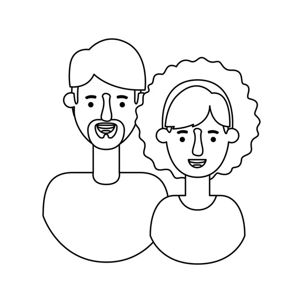 Ícones de personagens avatar casal —  Vetores de Stock