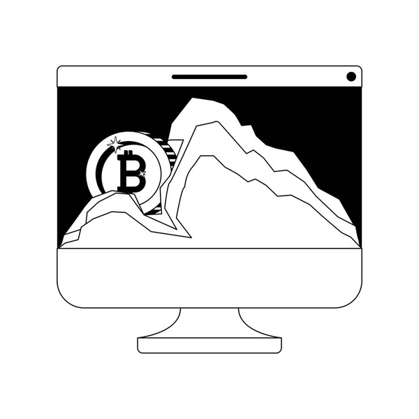Komputer z Bitcoin kopalni handlu — Wektor stockowy