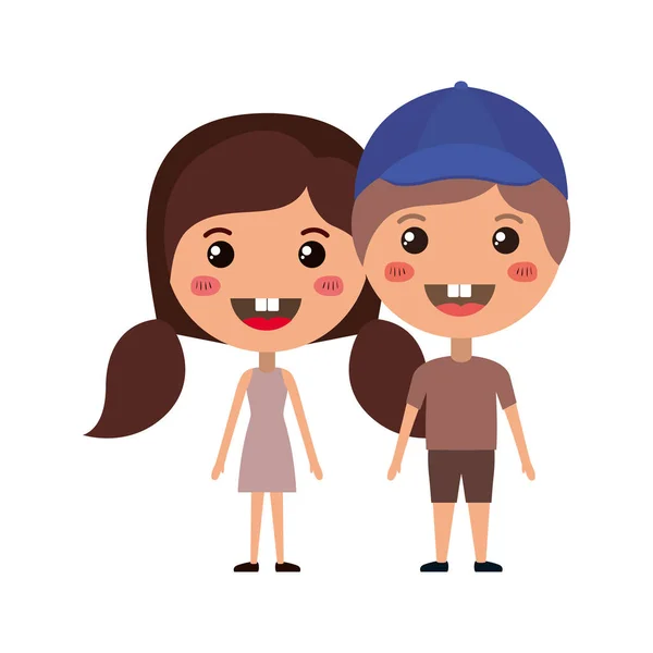 Dibujos animados feliz pareja kawaii personajes — Vector de stock