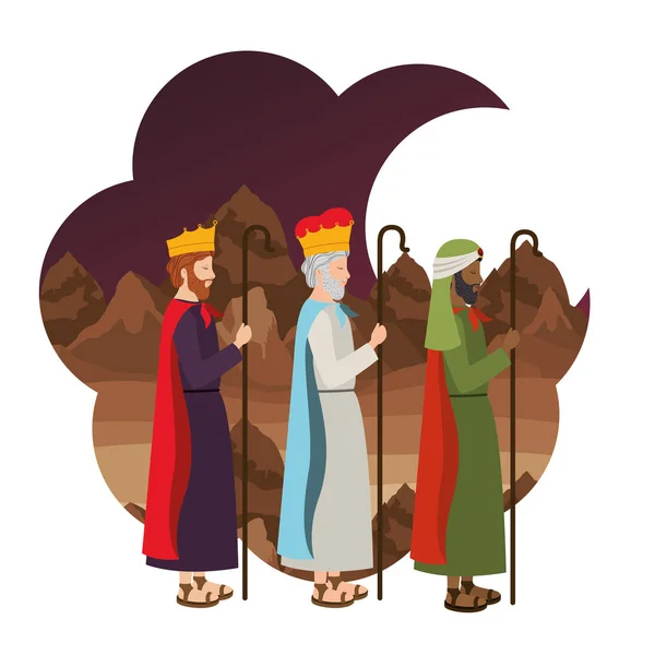 Reyes sabios pesebre caracteres — Vector de stock