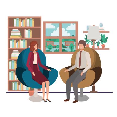 oturma odasında oturan iş çift