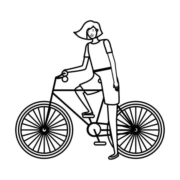 Giovane donna in bicicletta personaggio — Vettoriale Stock