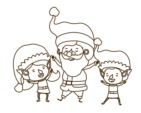 Пара ельф з аватаром Санта Клауса — стоковий вектор
