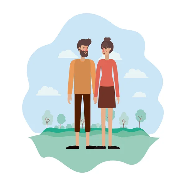 Par på parken avatarer tecken — Stock vektor