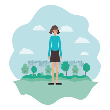 kampta güzel ve genç bir kadın