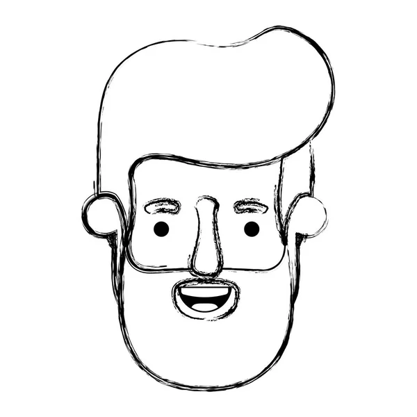 Cabeza de hombre joven con carácter avatar barba — Vector de stock