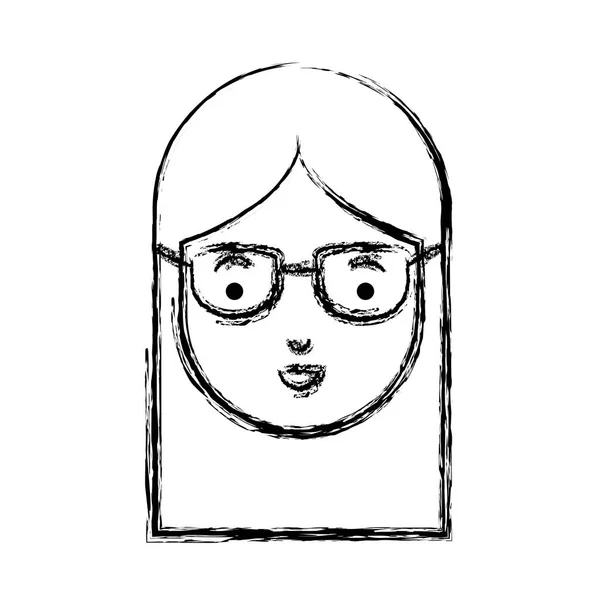 Hermosa y joven cabeza de mujer con gafas — Vector de stock