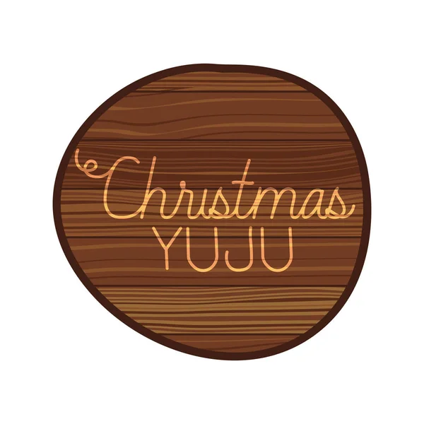 Cirkel op houten met kerst boodschap — Stockvector