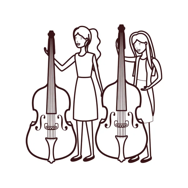 Mujeres con carácter de instrumentos musicales — Archivo Imágenes Vectoriales