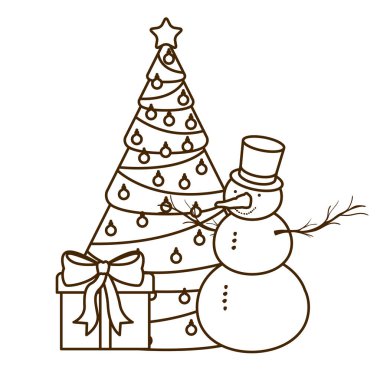 kar adam izole simgesi ile noel ağacı