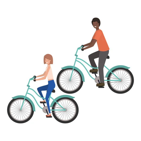 Paar met fiets avatar karakter — Stockvector