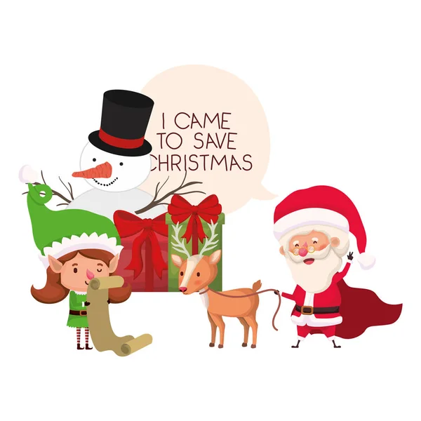 Santa Claus a elfí žena se snědku — Stockový vektor