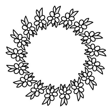 güzel çiçek ve yapraklar dairesel çerçeve