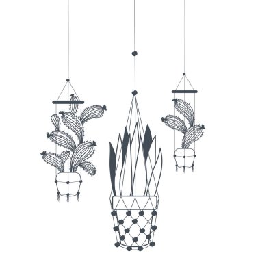 macrame askıları simgesi üzerinde houseplants