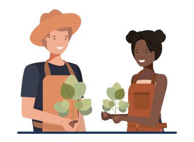 bahçıvanlar avatar karakteri gülümseyen çift