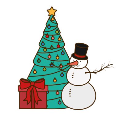 kar adam izole simgesi ile noel ağacı