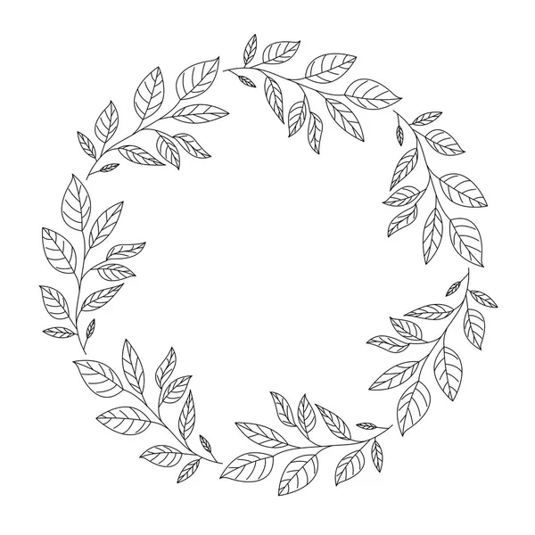 Corona hojas marco circular — Archivo Imágenes Vectoriales