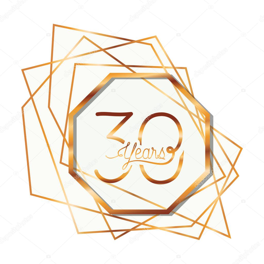 number 30 for anniversary celebration card icon