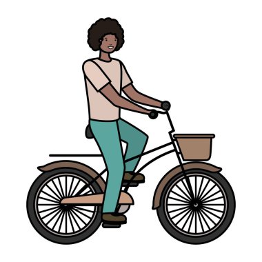 Bisiklet sporu karakteri içindeki genç siyah adam.