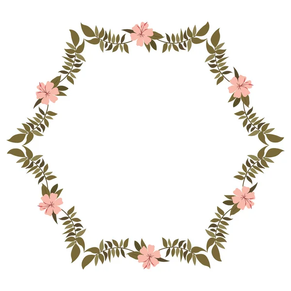 Mooie bloem en Leafs frame — Stockvector