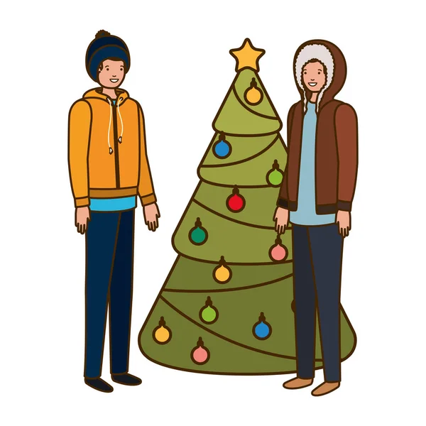 男子与圣诞树头像字符 — 图库矢量图片