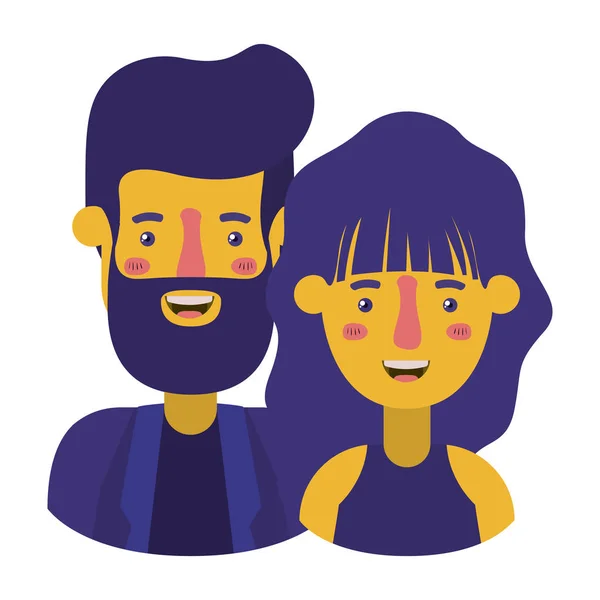 Ícones de personagens avatar casal — Vetor de Stock