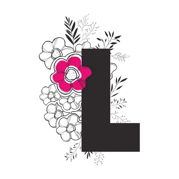 Letter l met florale decoratie — Stockvector