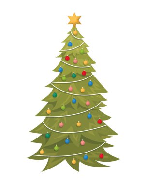 asılı topları izole simgesi ile noel ağacı