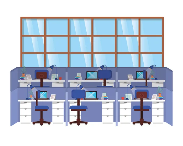 Work cubicles isolated icon — Stock Vector