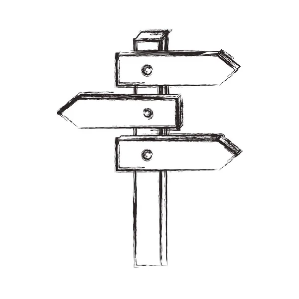 Route signal flèches en bois — Image vectorielle
