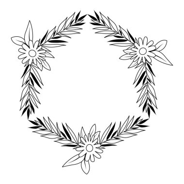 güzel çiçek ve yaprakçerçeve