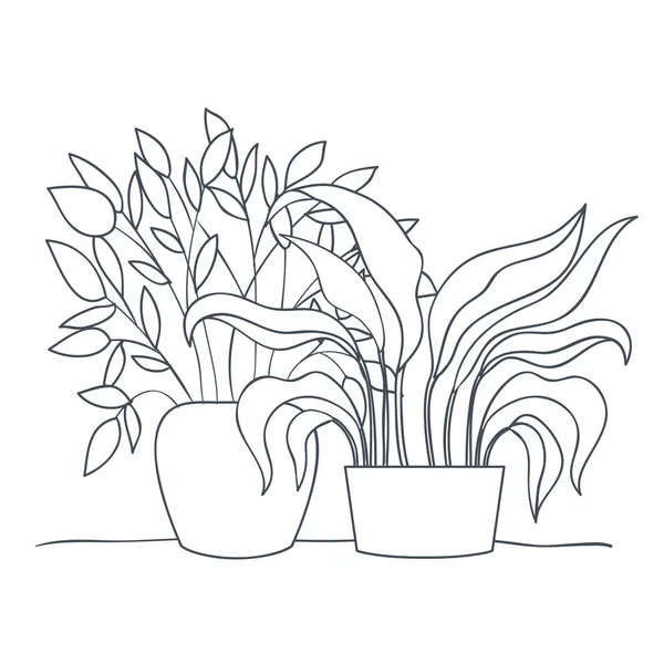 Plantes d'intérieur avec icône isolée en pot — Image vectorielle