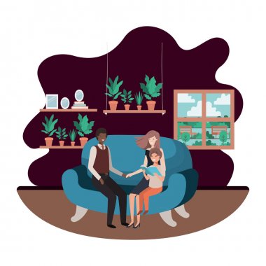 oğlu oturma odasında oturan ile anne-babalar çift